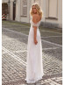 One Shoulder Sequins Pearls Slit Wedding Dress